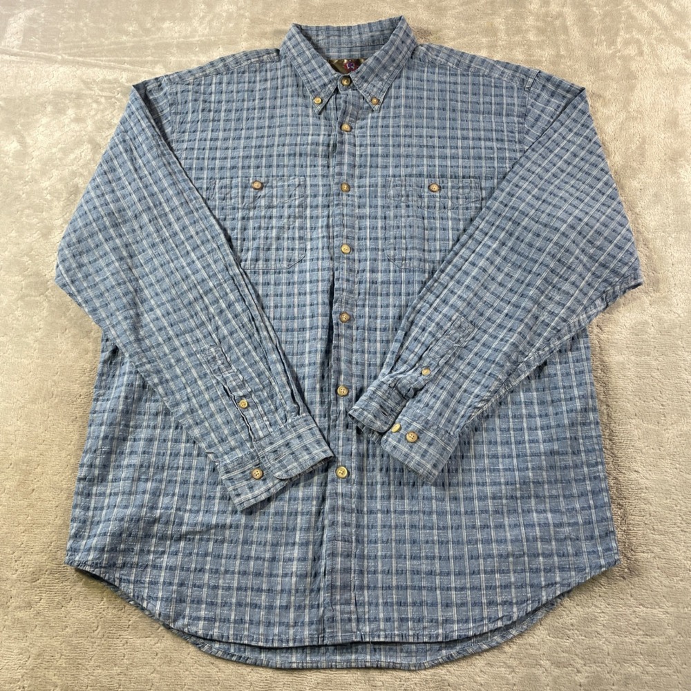 The Territory Ahead Shirt Mens‎ XL Blue Plaid Casual Preppy Outdoor Long Sleeve